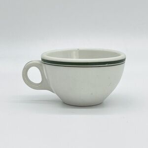 Vintage 1940s Shenango China Green Striped Flat Coffee Cup Mug Restaurant Ware